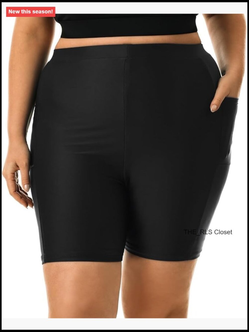 High Waisted Plus Size Swim Shorts with Pockets UPF50+ Board Shorts Tummy